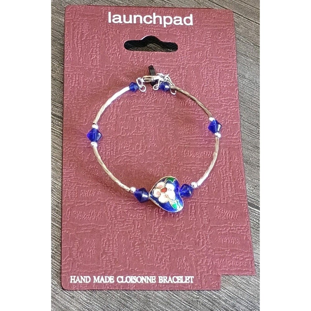 Launchpad Hand Made Cloisonne Blue Silver Tone Bracelet
